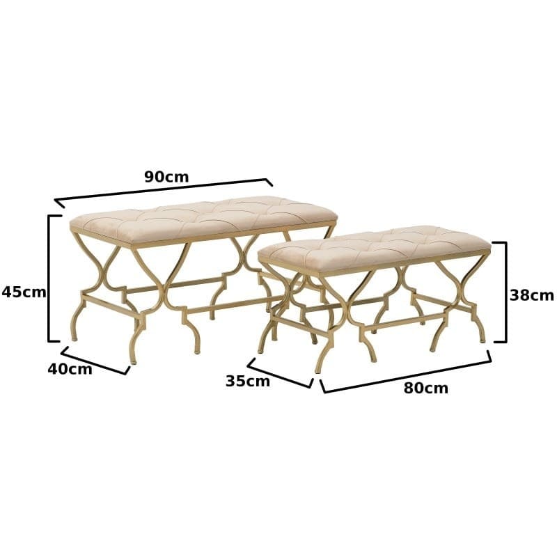 3506570042 TABURE STOLICA METALNI TAPACIRAN PLIŠEM S/2 90X40X45 CM