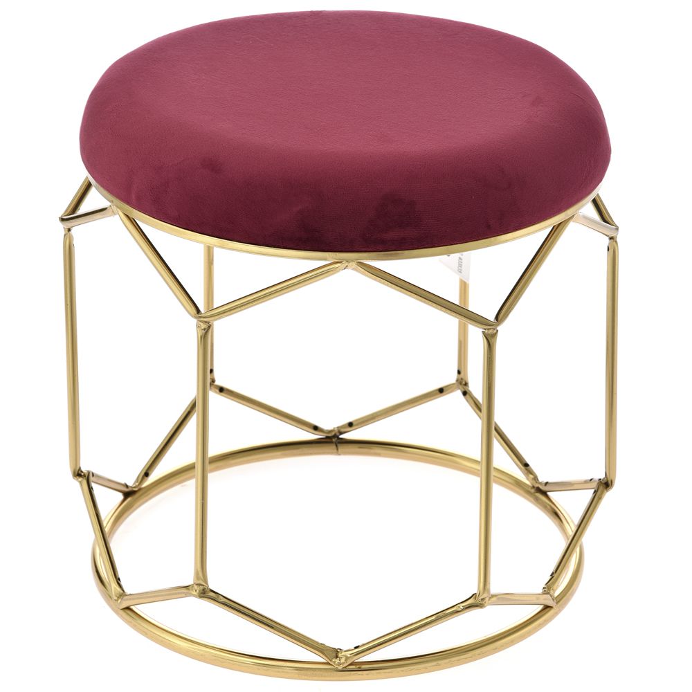 72754 TABURE TAPACIRAN BORDO PLIŠEM SA METALNIM ZLATNIM NOGAMA 33*35cm
