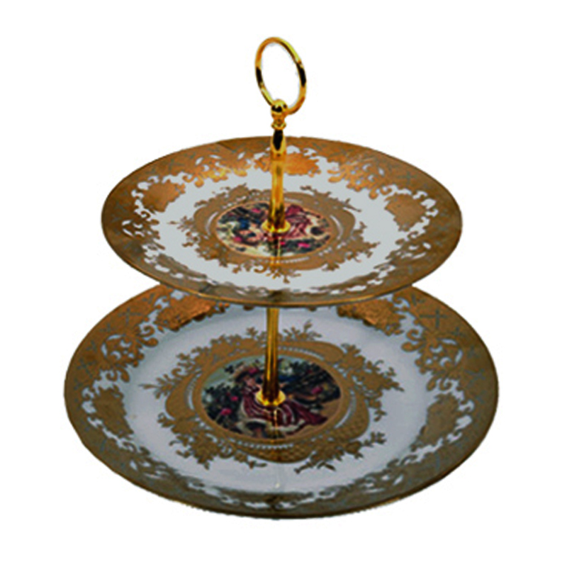 01926058 TANJIR OD PORCELANA 2 ETAŽERA DEZEN BAROK