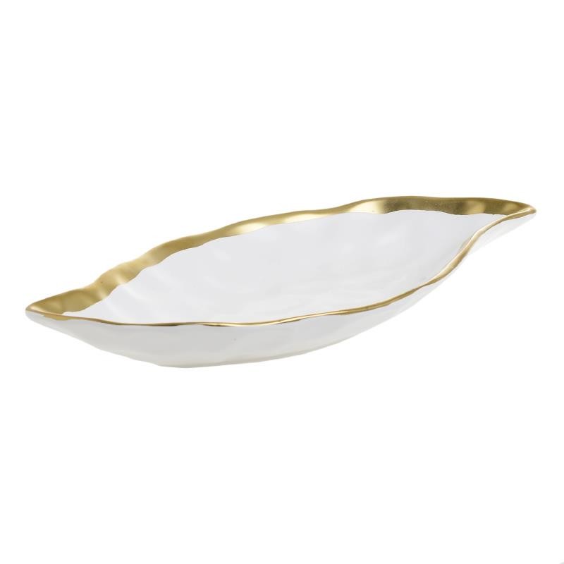 3601810009 TANJIR OD PORCELANA BELI SA ZLATNOM IVICOM 16.5*13.5cm