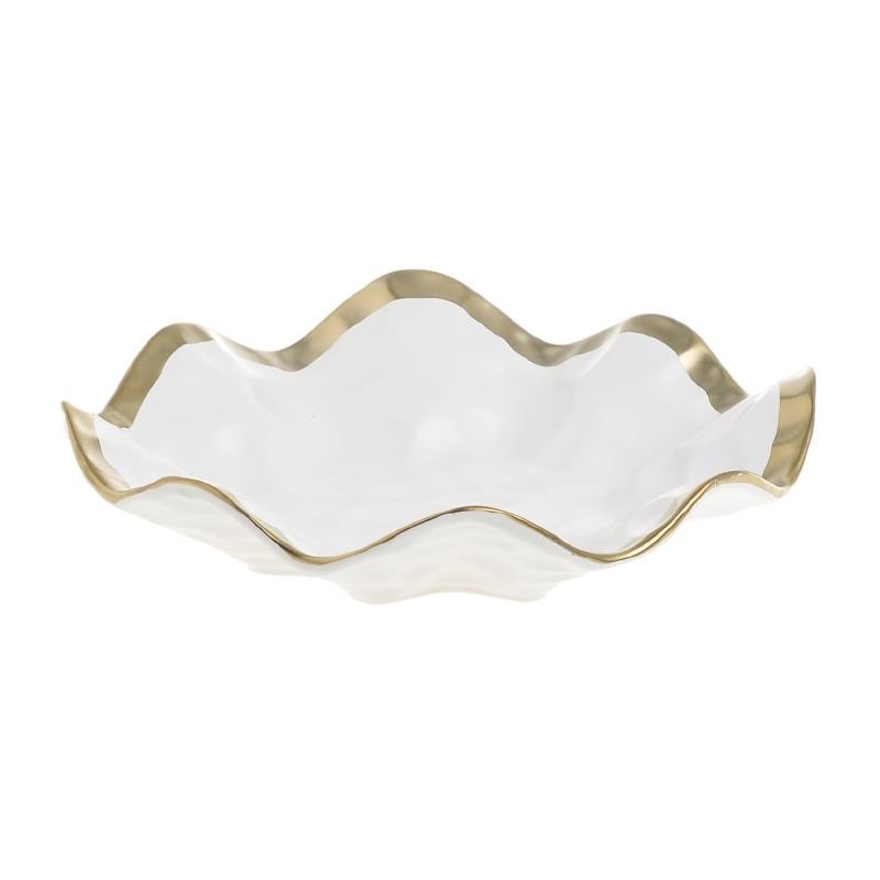 3601810003 TANJIR OD PORCELANA BELI SA ZLATNOM IVICOM 19.5*9.5cm