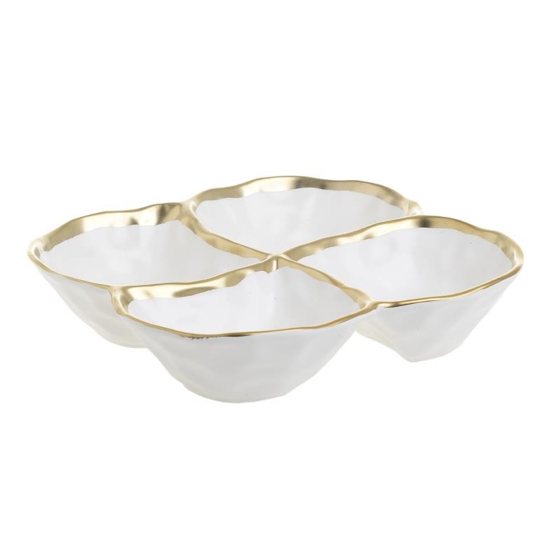 3601810001 TANJIR OD PORCELANA BELI SA ZLATNOM IVICOM 20.5*20.5*4.5cm