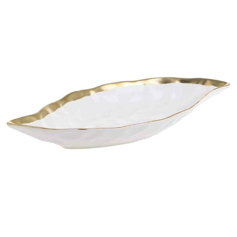 3601810008 TANJIR OD PORCELANA BELI SA ZLATNOM IVICOM 31*15.5cm