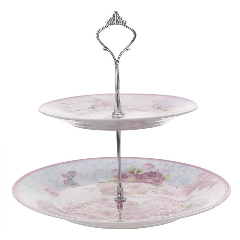 3609190076 TANJIR OD PORCELANA SA 2 ETAŽERA CVETNI DEZEN 