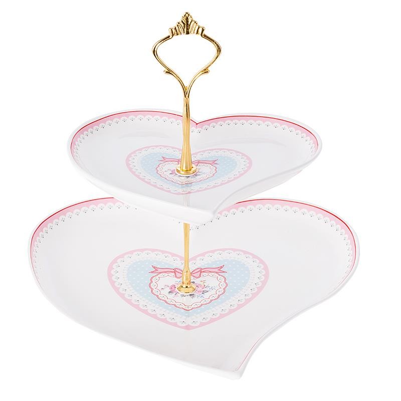 3609190068 TANJIR PORCELANSKI NA 2 NIVOA U OBLIKU SRCA 26*26*25cm