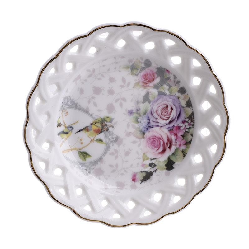 3608020021 TANJIRIĆI DESERTNI OD PORCELANA BELI SA RUŽAMA S/6 11*11*1 CM