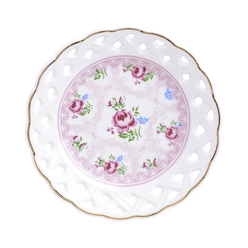 3608020017 TANJIRIĆI DESERTNI OD PORCELANA BELI SA RUŽAMA S/6 11*11*1 CM