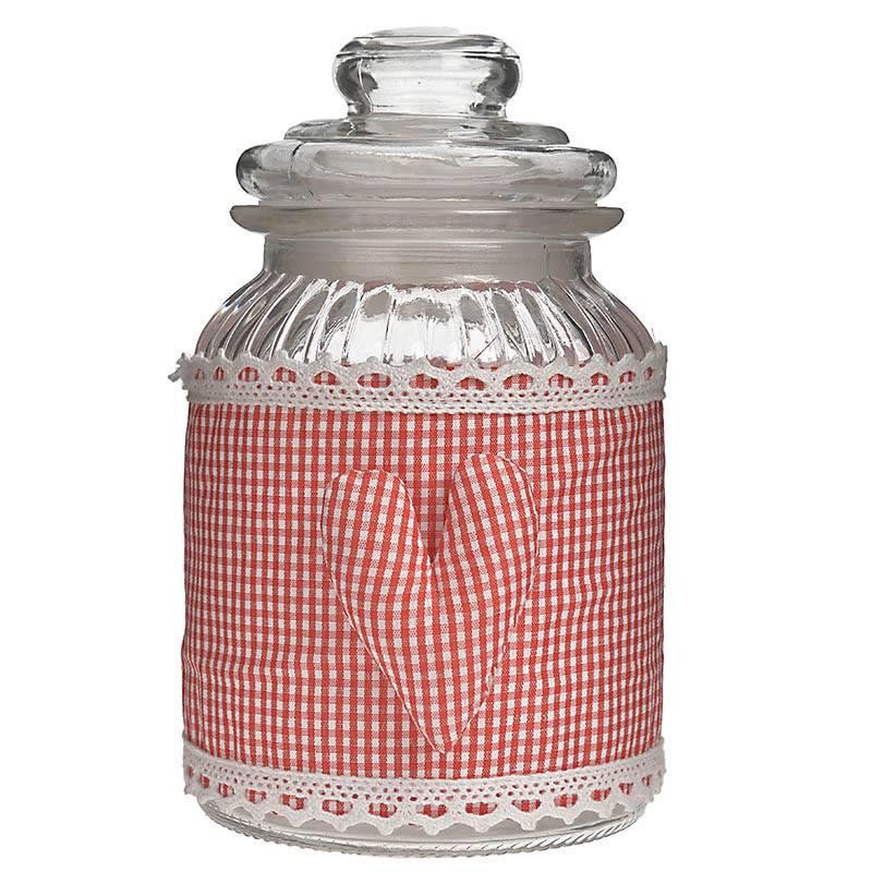 3609080005 TEGLA STAKLENA SA CRVENO-BELOM PLATNENOM DEKOR.11*11*17cm