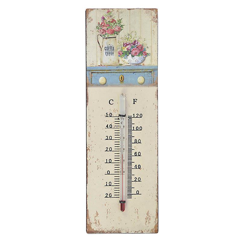3707730073 TERMOMETAR ZIDNI METALNI CVETNI DEZEN 8*1*25cm
