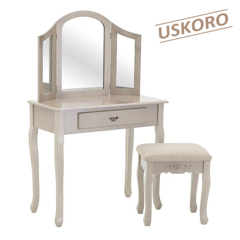 3506600010 TOALETNI STO DRVENI U ŠAMPANJ BOJI SET 2 90x40x148 cm