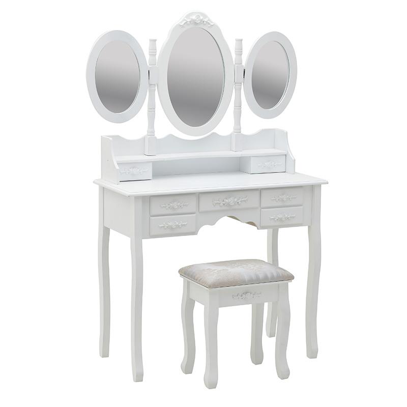 6505280007 TOALETNI STO SA STOLICOM DRVENI BELI S/2 90X40X75/145 CM