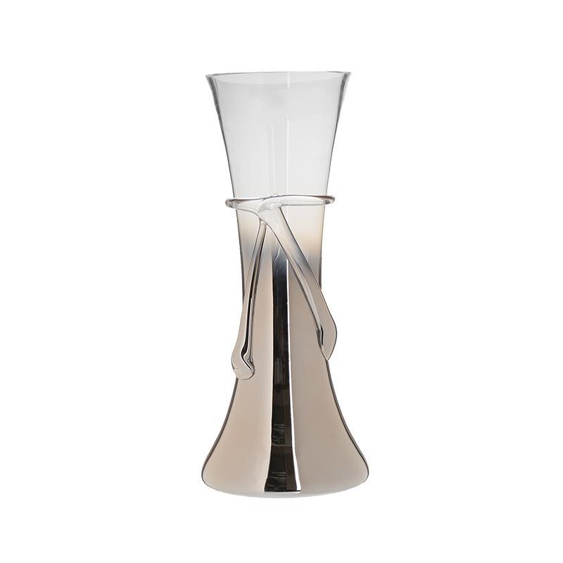 3706390082 VAZA STAKLENA SREBRNA 17*40cm