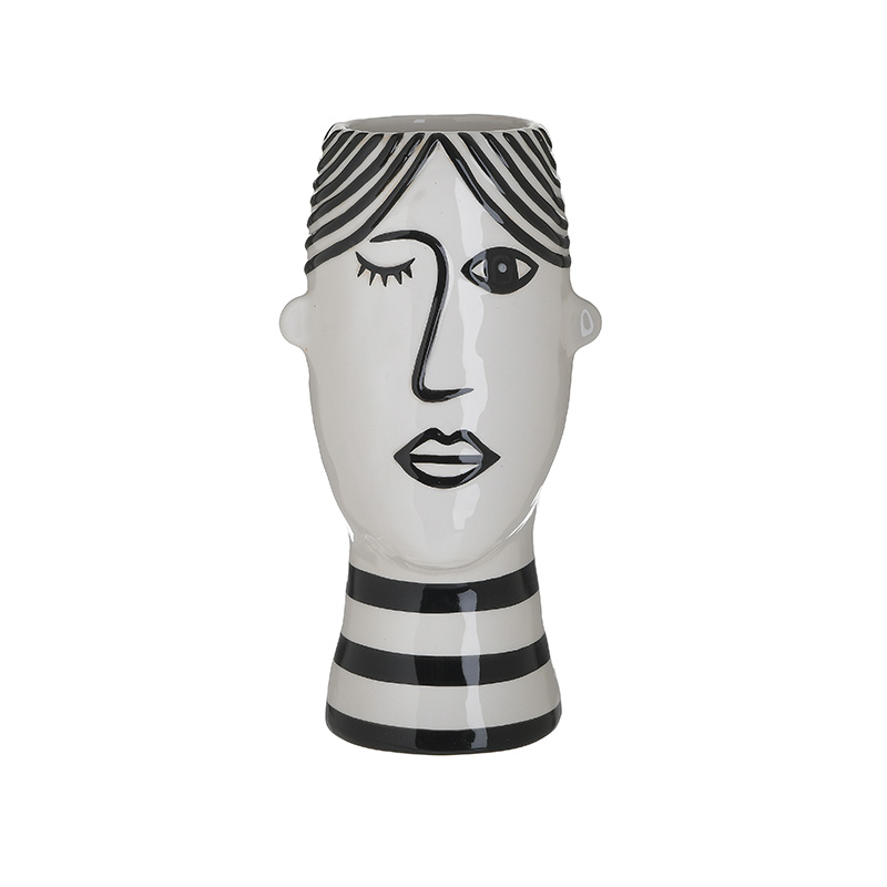 3706930032 VAZNA KERAMIČKA CRNO BELA PICASO 13X12X26 CM