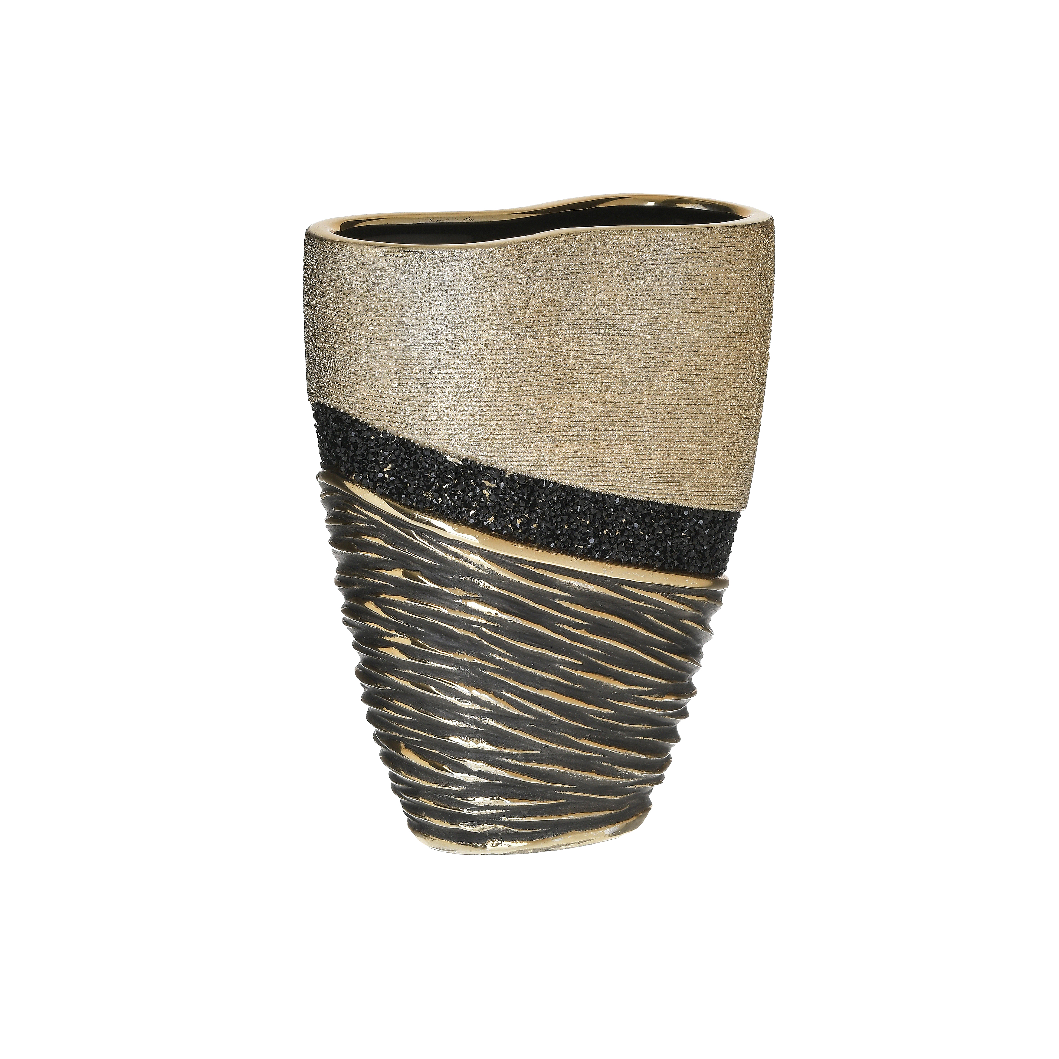 3701290161 VAZNA KERAMICKA CRNO ZLATNA 18X9X23 CM