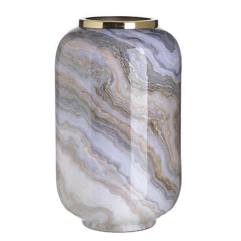 3706500037 VAZNA METAL EMAJL BELO ZLATNA 20X33 CM