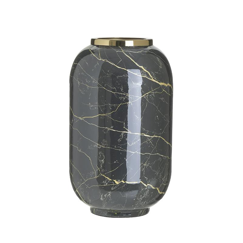 3706500043 VAZNA METAL EMAJL CRNO ZLATNA 20X34 CM