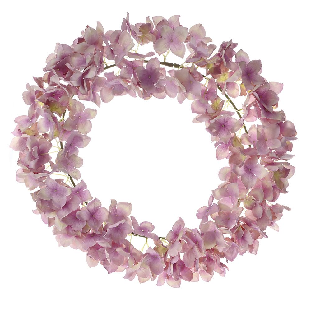 78043 VENAC VEŠTAČKI OD CVETOVA HORTENZIJE BOJE LAVANDE 45 cm