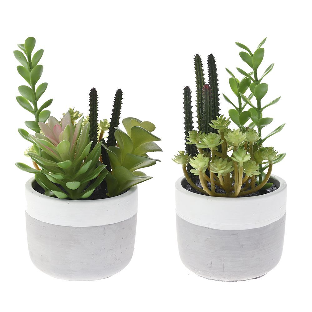 77896 VEŠTAČKA BILJKA U CEMENTNOJ SAKSIJI 2 MODELA 22 CM