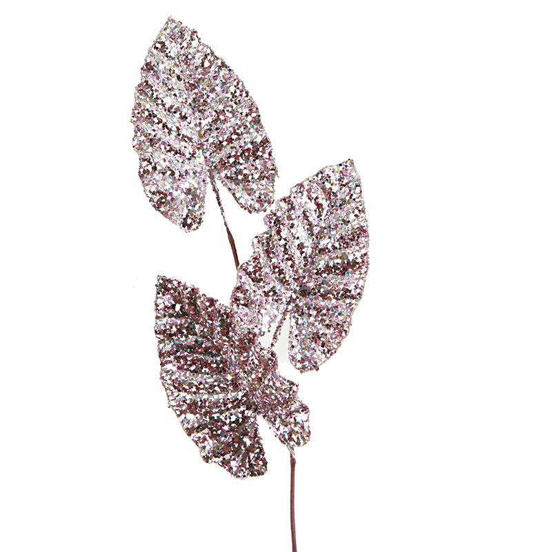 2850840066 X VEŠTAČKA GRANČICA ROZE LISTOVI SA ŠTRASOM 