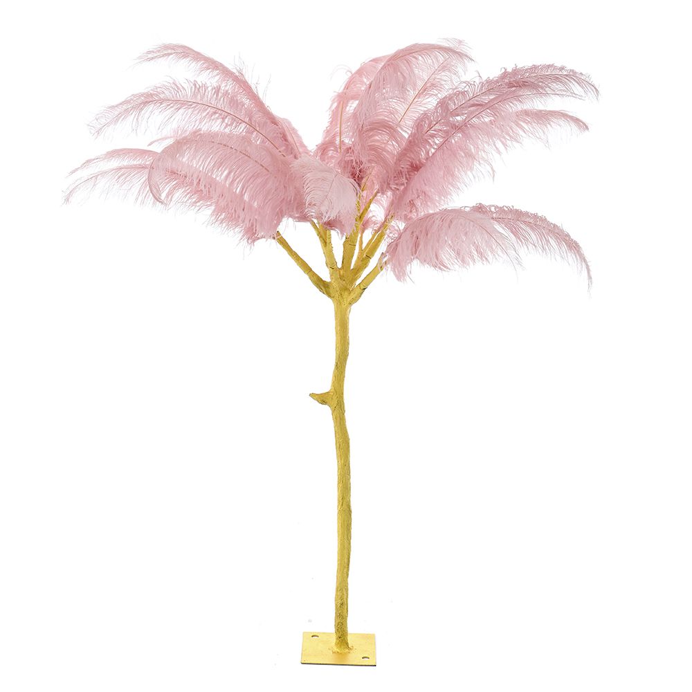 78008 VEŠTAČKA PALMA ZLATNA SA ROZE PERJEM 120 CM