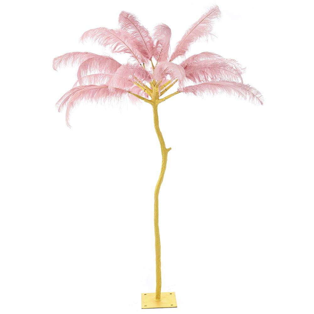 78011 VEŠTAČKA PALMA ZLATNA SA ROZE PERJEM 190 CM