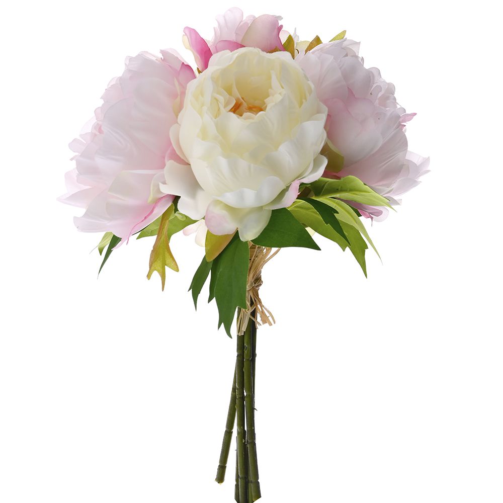 77934 VEŠTAČKI BUKET ROZE BELI BOUQUET X6 32 CM