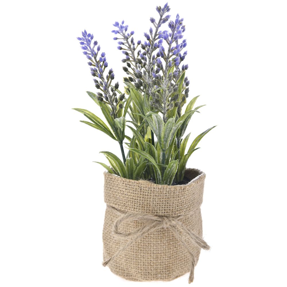 70873 VEŠTAČKI CVET LAVANDA U JUTANOJ SAKSIJI 22 CM