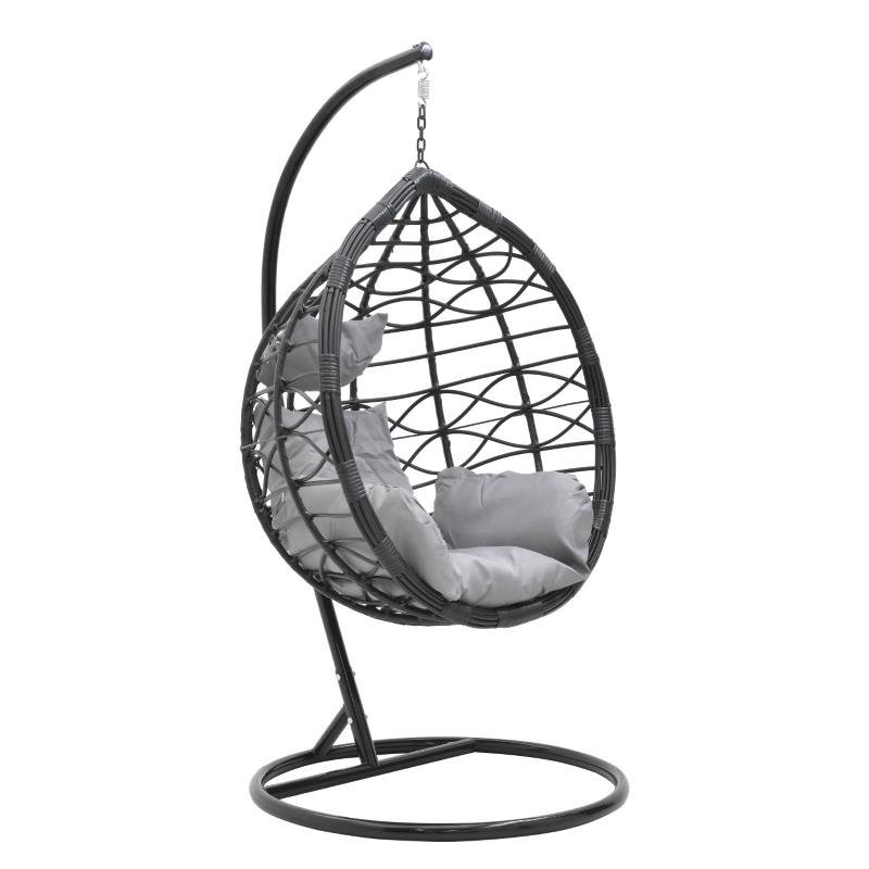 6502640006 VISEĆA FOTELJA JAJE CRNO SIVA METAL PLASTIKA 109X69X195 CM