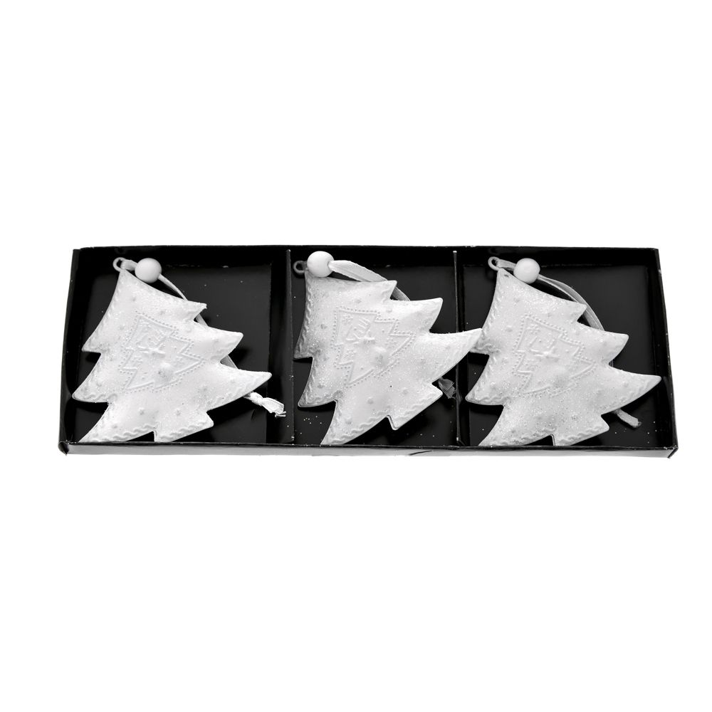 75340 VISEĆI UKRAS JELKICE OD POLIREZINA BELI 3 MODELA S/3 7X7 CM