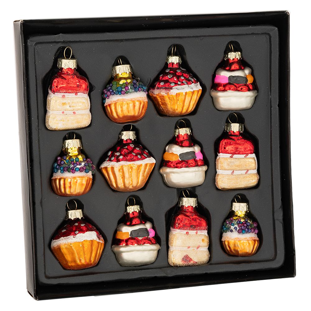 87425 VISEĆI UKRAS STAKLENI CUPCAKE S/4 12 CM