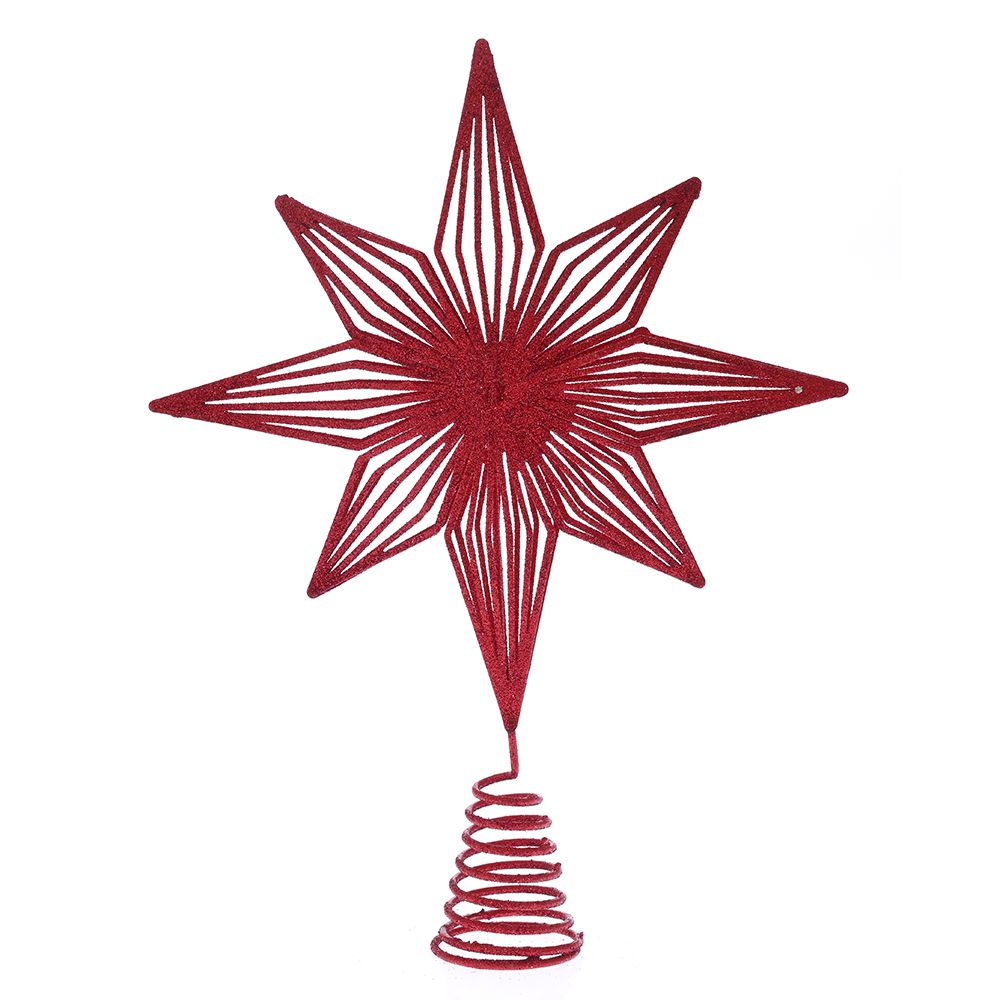 79943 VRH ZA JELKU CRVENA ZVEZDA SA ŠLJOKICAMA 22X30 CM