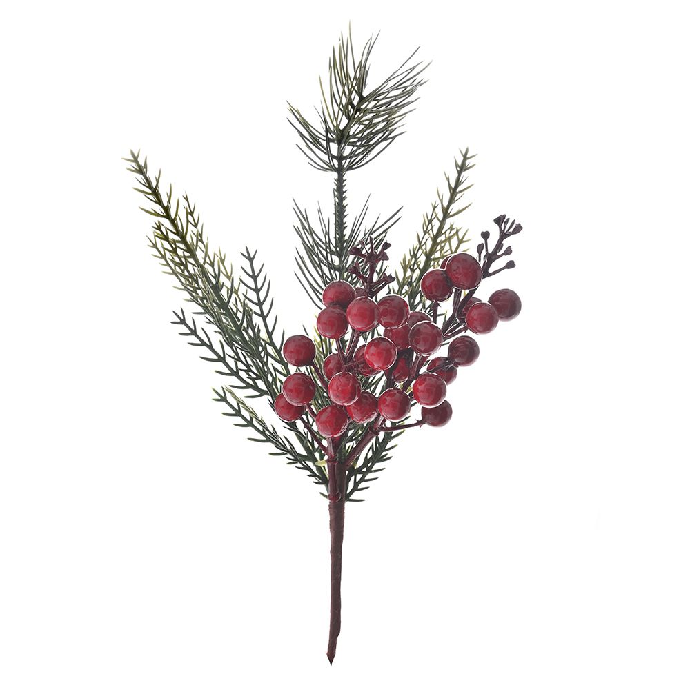 ZELENA GRANČICA SA CRVENIM BOBICAMA 29 CM
