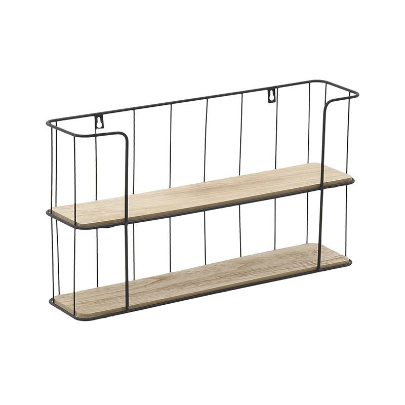 6502990007 ZIDNA POLICA DRVO METAL NATURAL CRNA 55X12X30 CM