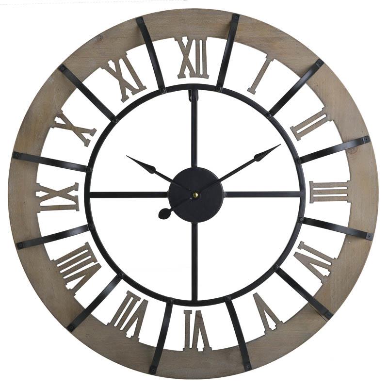 3207290006 ZIDNI SAT DRVO METAL NATURAL CRNI 60X5 CM