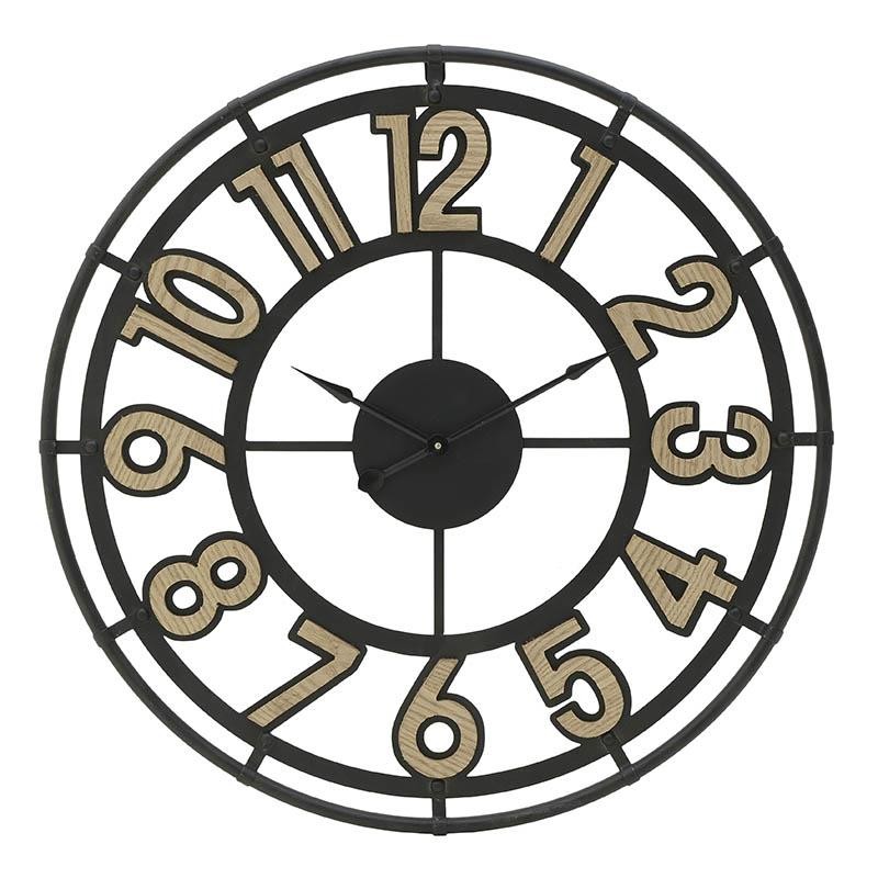 3204630012 ZIDNI SAT METALNI NATURAL CRNI 58cm