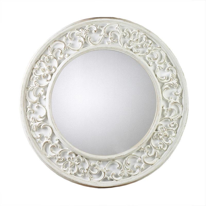 3956410126 ZIDNO OGLEDALO OD POLIREZINA ANTIK BELO OKRUGLO 80*4cm