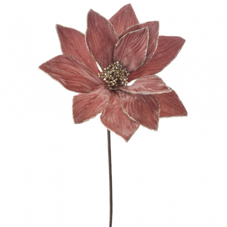 72554 BOŽIĆNI CVET ROZE SA ŠTRASOM 60 CM