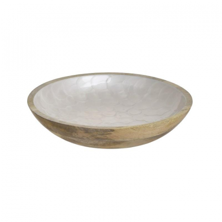 3708030093 ČINIJA DRVO EMAJL NATURAL KREM 30X7 CM