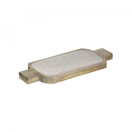3708030091 DASKA/POSLUŽAVNIK ZA SERVIRANJE  DRVO EMAJL NATURAL KREM 31X13X2 CM