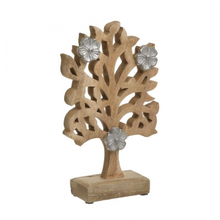 3709850046 DEKORACIJA DRVO NATURAL SREBRNA 15X5X25 CM