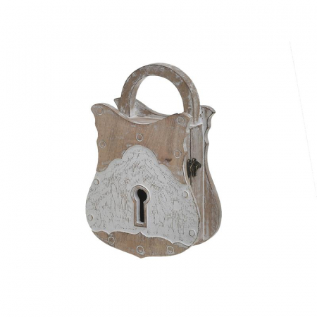3704590016 DRVENA KUTIJA ZA KLJUČEVE ANTIK NATURAL BELA 20X7X28 CM