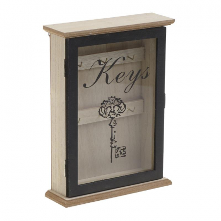 6701510027 DRVENA KUTIJA ZA KLJUČEVE NATURAL CRNA 19X6X26 CM