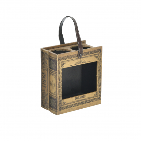 3708990016 DRVENA KUTIJA ZA VINO NATURAL BRAON 21X11X23 CM