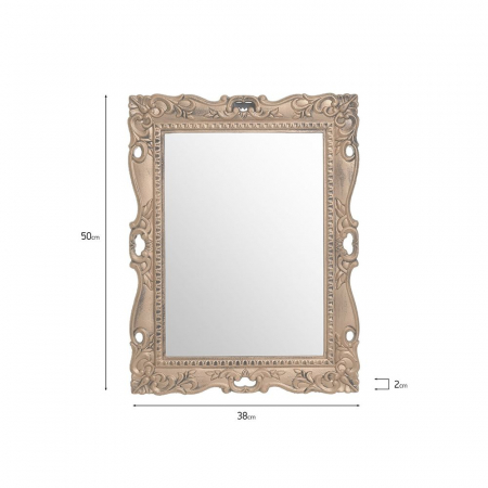 3951430013 DRVENO ZIDNO OGLEDALO ANTIK ZLATNO 38*2*50 CM
