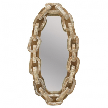 3951710032 DRVENO ZIDNO OGLEDALO LANCI NATURAL ANTIK BELO 60X17X126 CM