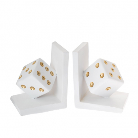 84568 DRŽAČ ZA KNJIGE KOCKE CRNO ZLATNE S/2 OD POLIREZINA 26x10x15CM
