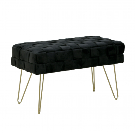 3504490024 KANABE METALNI TAPACIRAN CRNIM PLIŠEM 76X37X45 CM