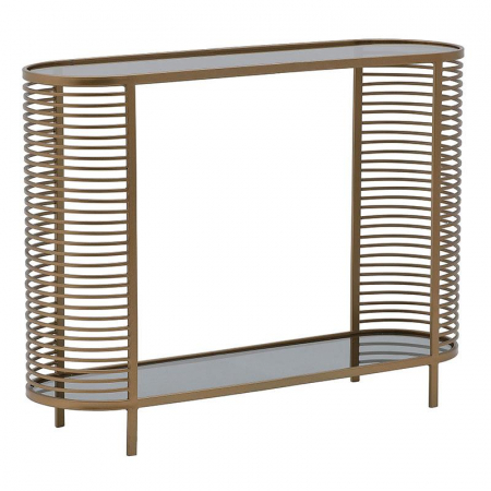 3509540096 KONZOLA METAL STAKLO CRNO ZLATNA 106X30X80 CM