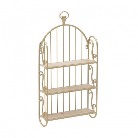 3508980058 METALNA ZIDNA POLICA NATURAL ZLATNA 37x11x68 CM