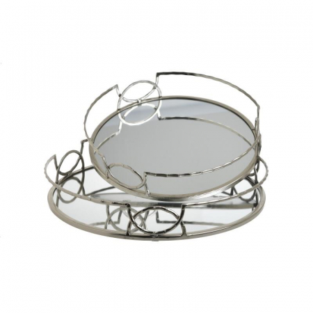 3707290053 METALNI POSLUZAVNIK SA OGLEDALOM SREBRNI /1 30X30X6 CM